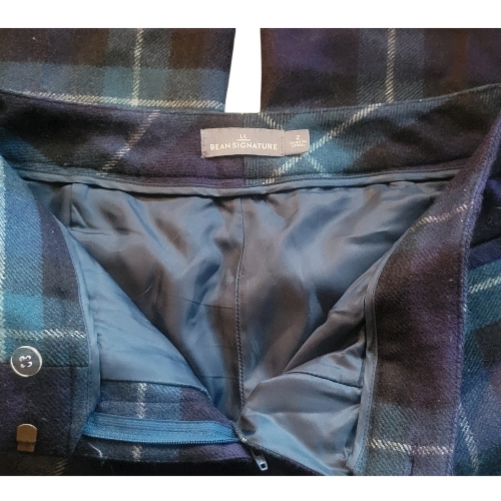 Rare LL Signature Bean Vintage Green / Blue Plaid Wool Pants / Trousers Sz 2 - Picture 7 of 7
